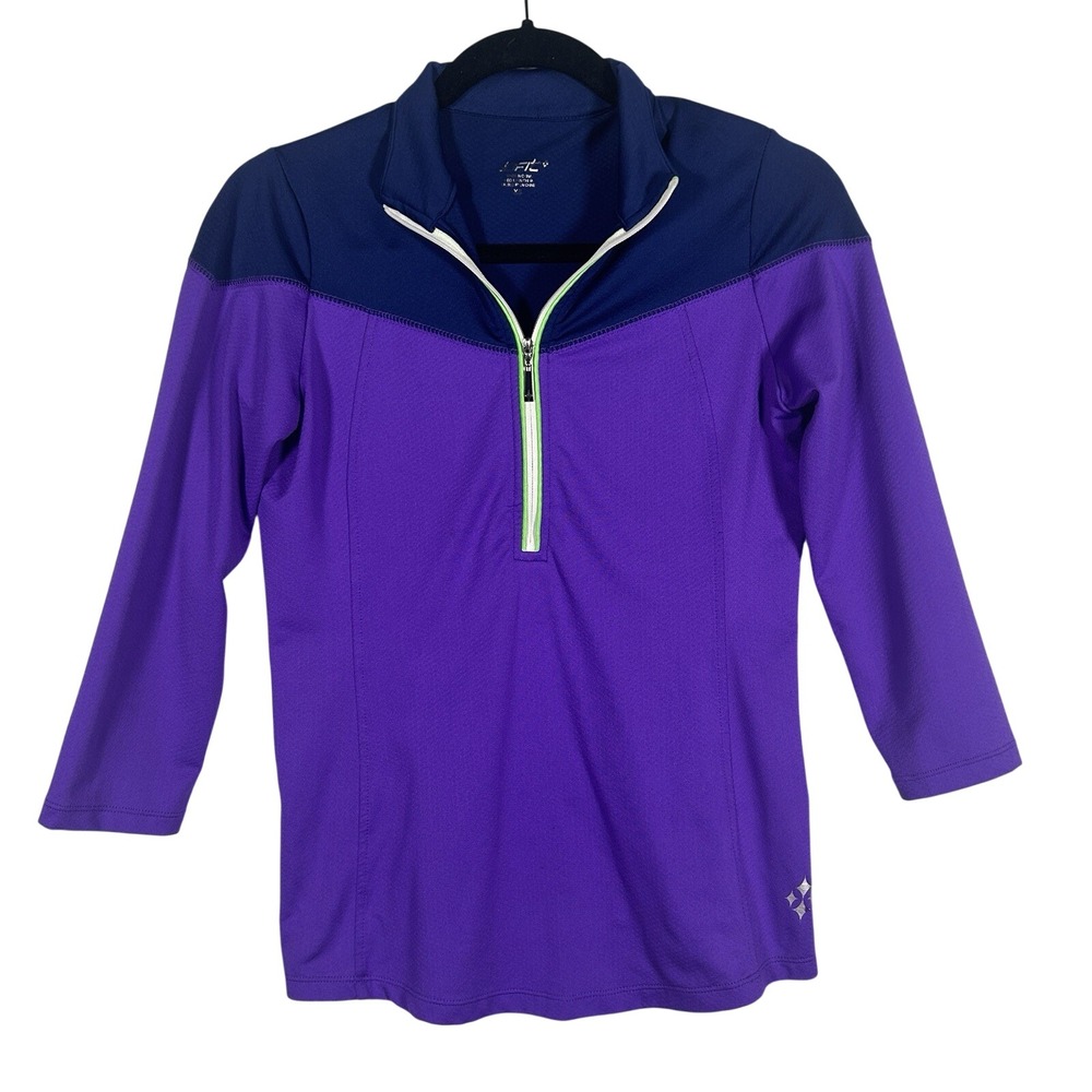 Jofit Women's XS Golf Tennis Quarter Zip Pullover Purple Navy Stretch Activewear